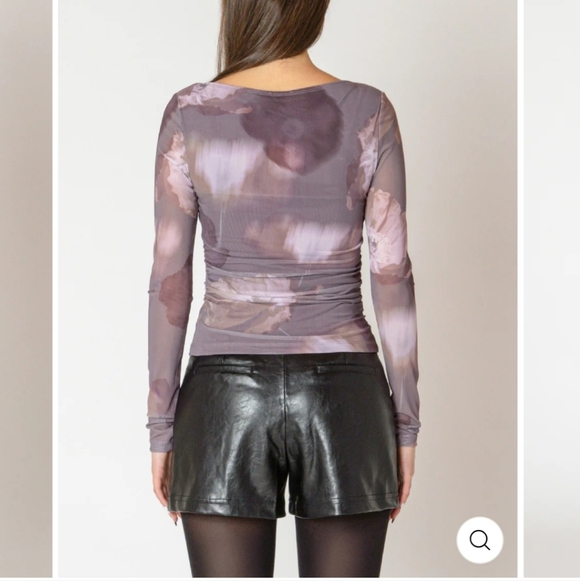 BLACK TAPE Printed Mesh Long Sleeve Top in mauve floral.This BLACK TAPE Printe - Picture 2 of 5